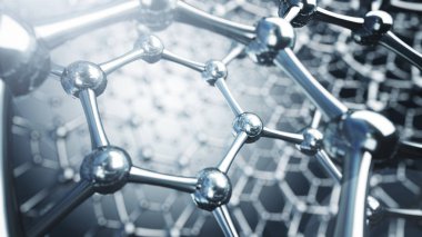 3D illusrtation graphene moleküllerin. Nanoteknoloji arka plan illüstrasyon.