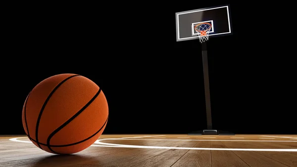 Basketbal Arena met basketbal bal — Stockfoto