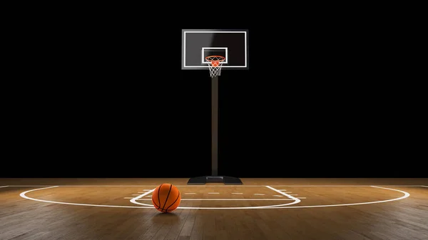 Arena de baloncesto con pelota de baloncesto — Foto de Stock