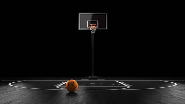 Arena de basquete com bola de basquete — Fotografia de Stock