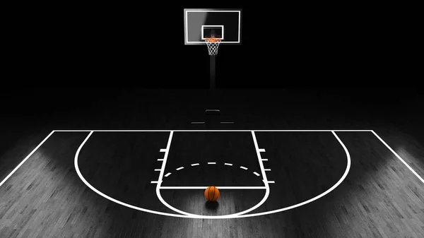 Arena de basquete com bola de basquete — Fotografia de Stock