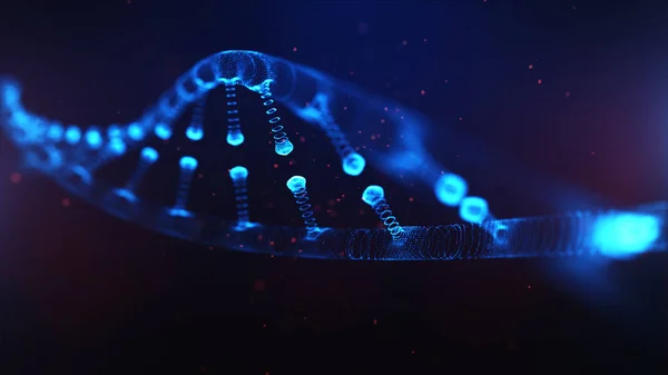 Cząstek stałych 3d renderowane Dna na tle niebieski. — Zdjęcie stockowe