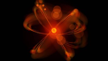 Atom iplik 3D çizimi. Bilim kavramı