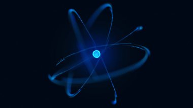 Atom iplik 3D çizimi. Bilim kavramı