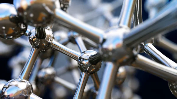 Illustration 3D de molécule de fer en acier inoxydable — Photo