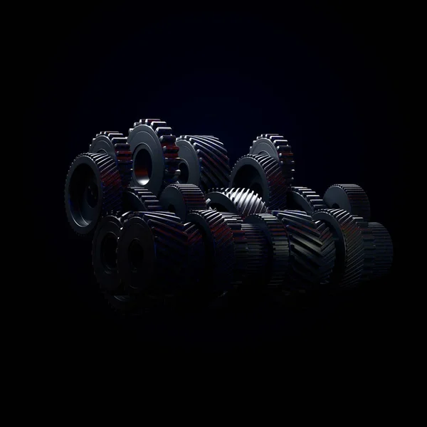 3d illustration of engine gear wheels, closeup view — Stock Photo, Image