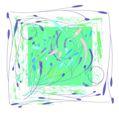 Beyaz bir arka plan üzerinde dikdörtgen içinde bitkisel maddelerin dekoratif düzenleme.