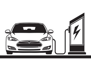Elektrikli otomobil ve akaryakıt istasyonu