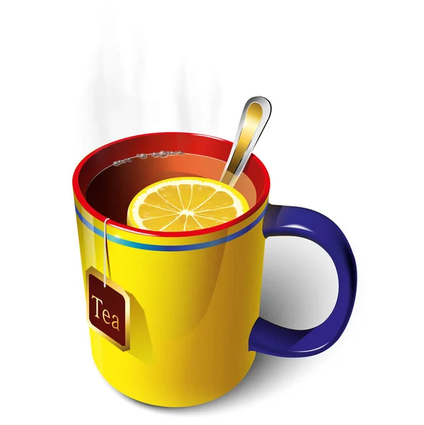 Sarı bir fincan çay Vektör Grafikler