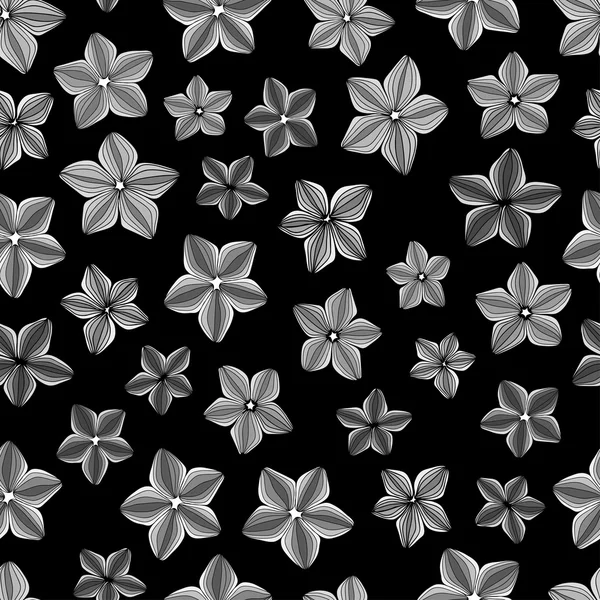 Квітковий безшовний візерунок монохромний — стоковий вектор