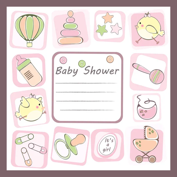 Tarjeta de invitación baby shower — Archivo Imágenes Vectoriales
