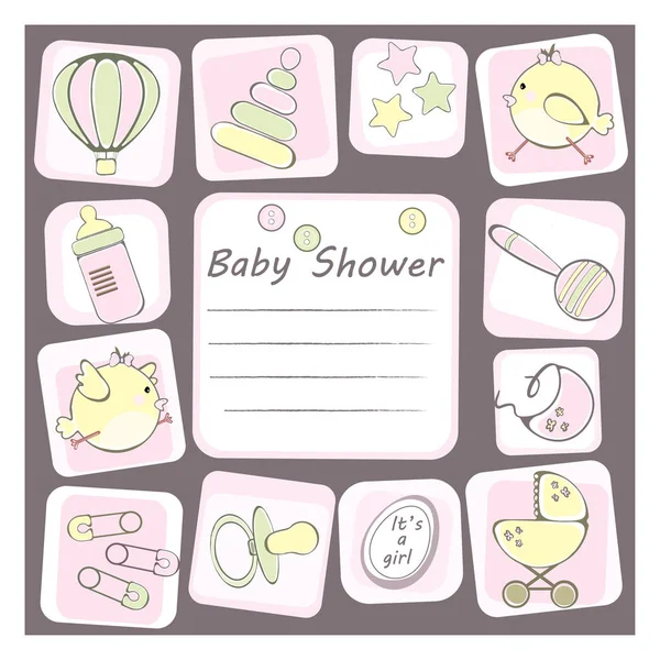 Carte d'invitation douche bébé — Image vectorielle