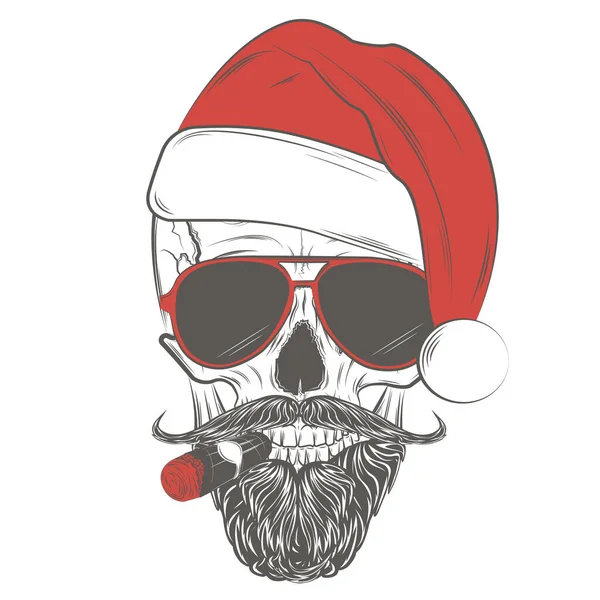 Cráneo de Santa Hipster — Vector de stock