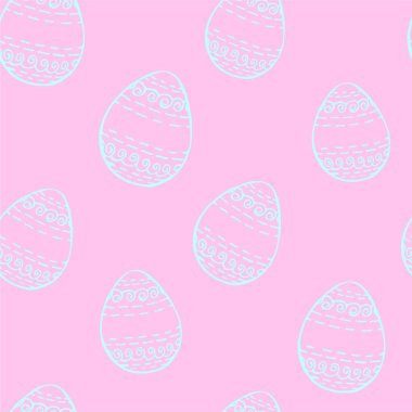 Paskalya yumurtaları renksiz ve pürüzsüz. Geçmişi, kumaşları ya da tekstili. Vektör illüstrasyonu