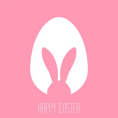 Paskalya yumurtası şeklinde, tavşan kulaklı silueti var. Geleneksel bayram sembolü. Basit yumurta avı tasarımı. Poster, kart veya afiş için vektör illüstrasyonu.