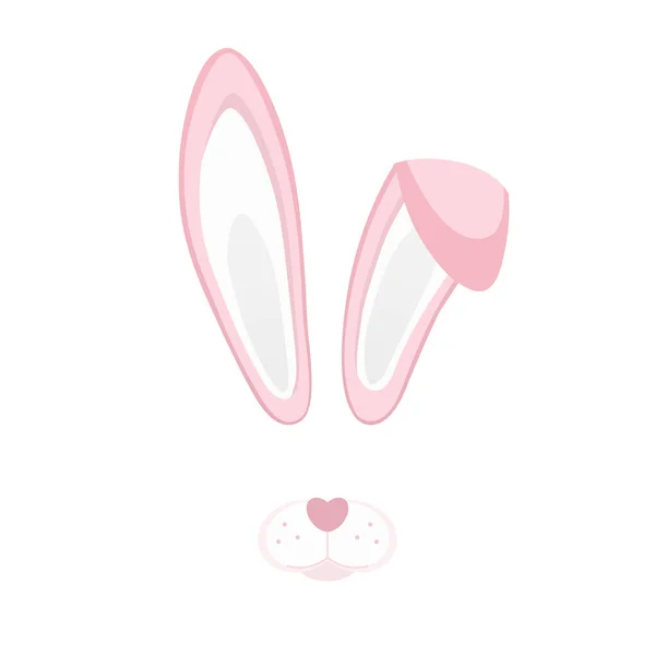 Easter Bunny Pink Ears Nose Isolated White Background Cartoon Cute — Stock Vector