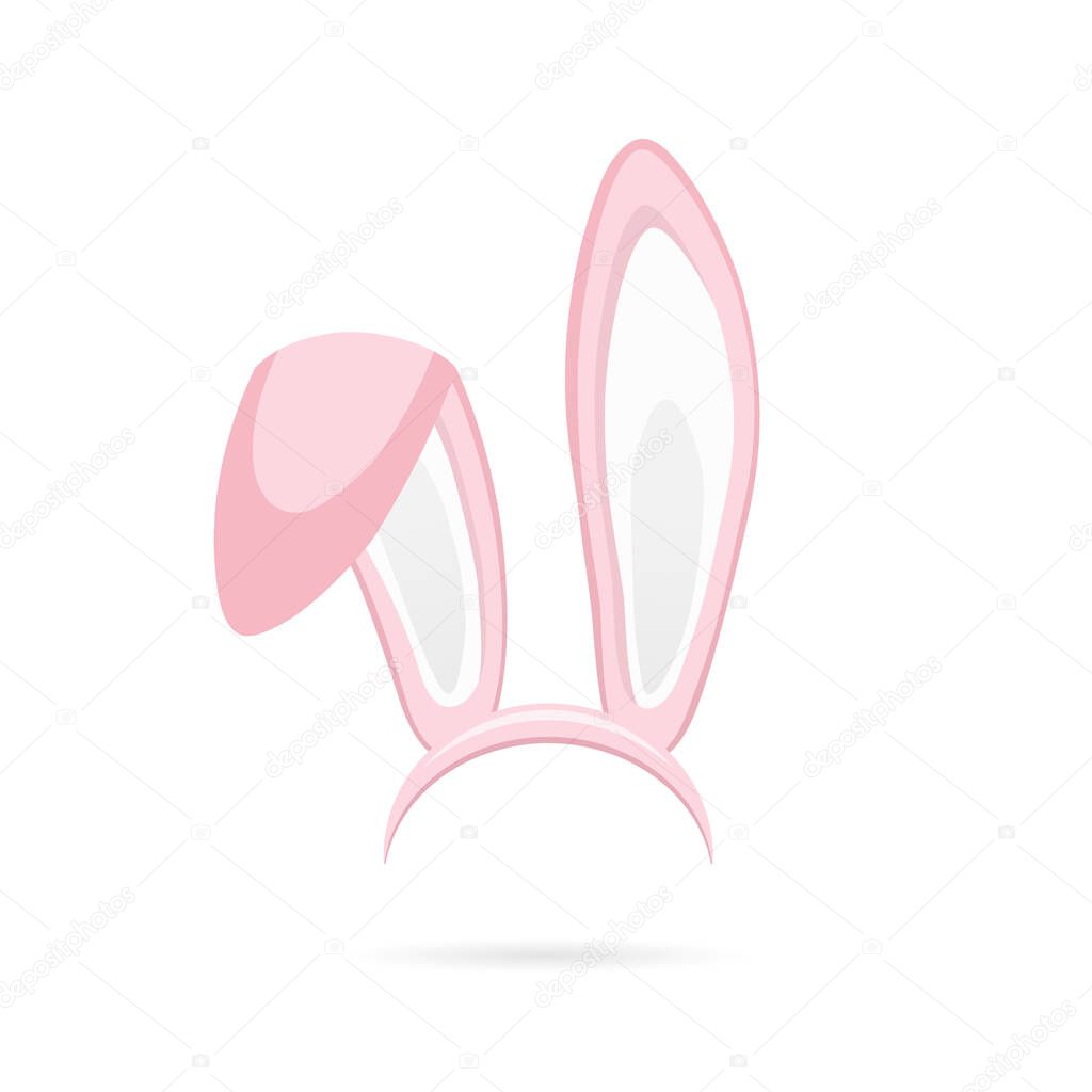 Easter bunny pink ears isolated on white background. Cartoon cute rabbit Headband for poster, banner or invitation cards. Vector illustration