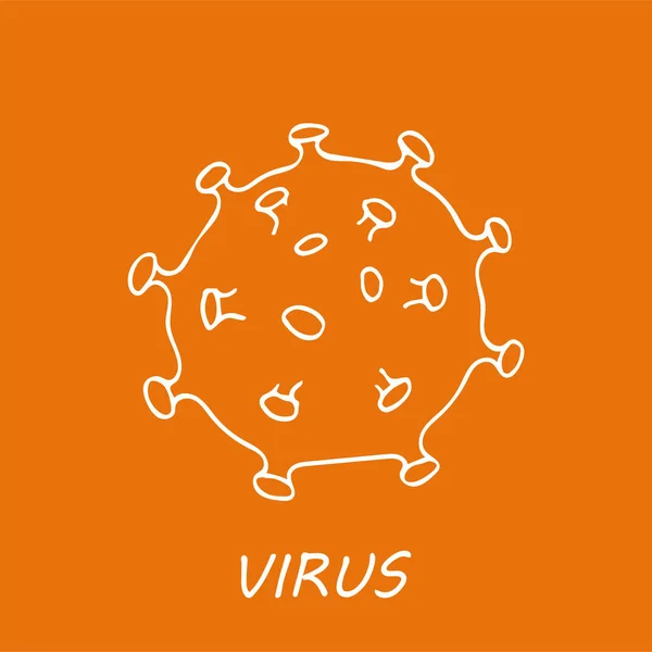 Virus Bacterias Dibujado Mano Icono Símbolo Del Coronavirus Ilustración Aislada — Archivo Imágenes Vectoriales