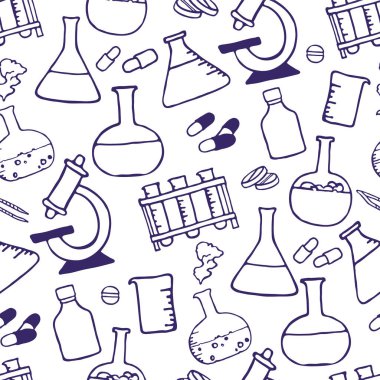 Tasarımınız için tıpsız karalama kalıbı. El yapımı sağlık hizmetleri, eczane, tıbbi karikatür geçmişi. Vektör illüstrasyonları 10.