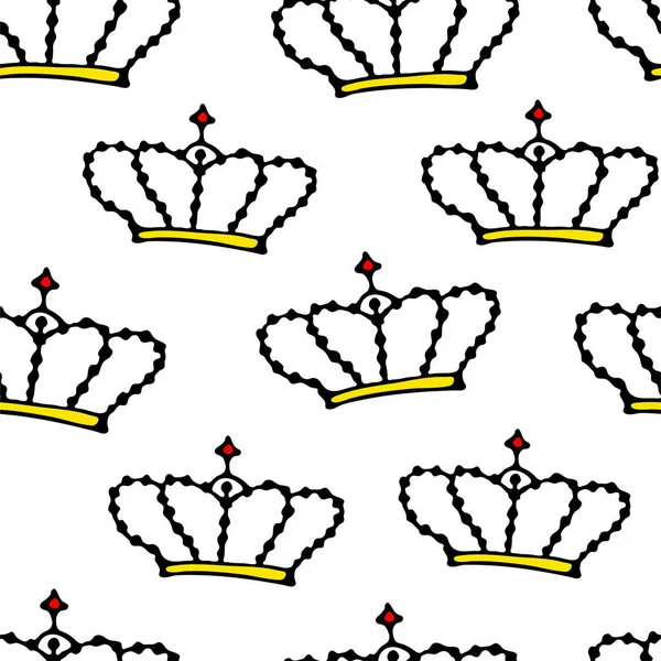 Doodle Coroane Model Fără Sudură Mână Desenat Fundal Lux Copil — Vector de stoc