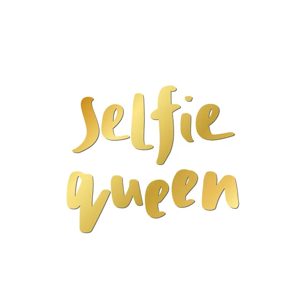 Selfie Queen Imprimir Estilo Doodle Desenhado Mão Simples Inscrição Moda — Vetor de Stock