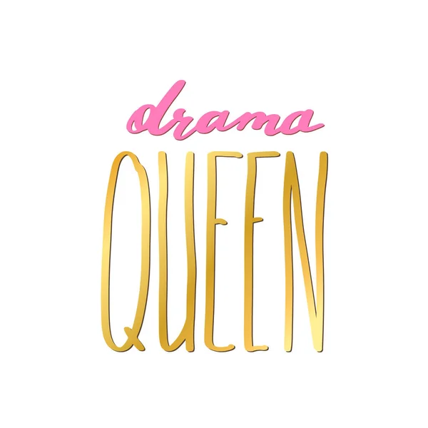 Drama Queen Inscrição Estilo Simples Doodle Impressão Moda Slogan Escrito — Vetor de Stock