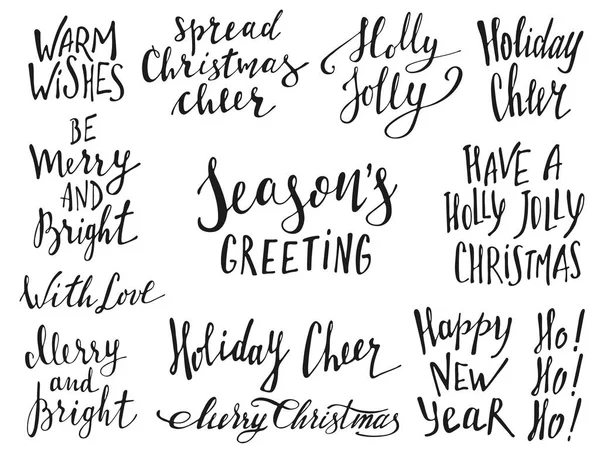 Christmas Hand Drawn Lettering Phrase Handwritten Calligraphy Christmas Wishes Holiday — Stock Vector