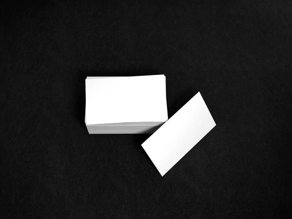 Beyaz iş kart yığınını. Siyah deri arka plan üzerinde namecards mockup şablonu. 3D render