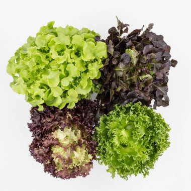 Karışımı salata yaprakları arka plan Üstten Görünüm