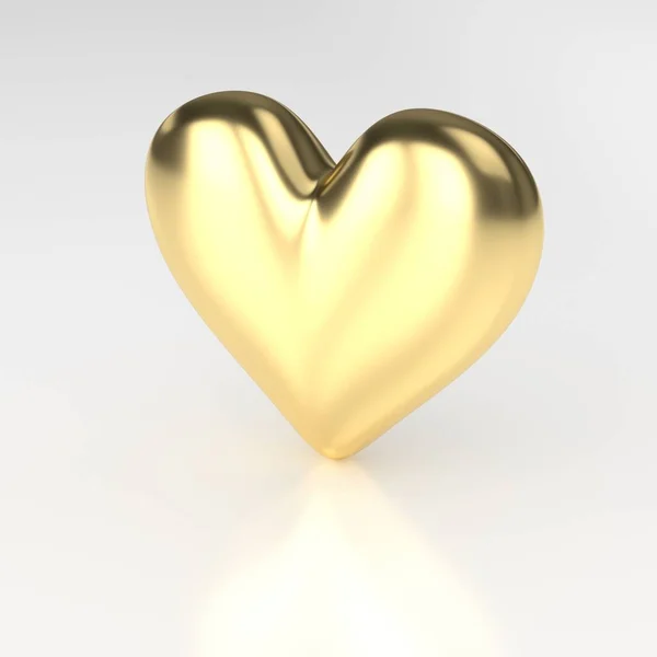 Gyllene hjärta. 3D render på vit bakgrund — Stockfoto