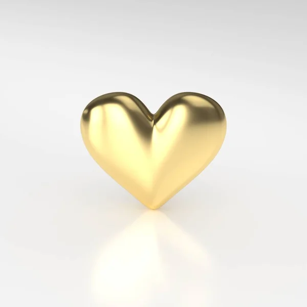 Corazón de Oro. 3D Render sobre fondo blanco — Foto de Stock