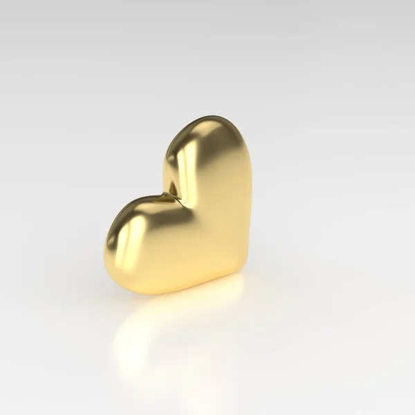 Corazón de Oro. 3D Render sobre fondo blanco — Foto de Stock