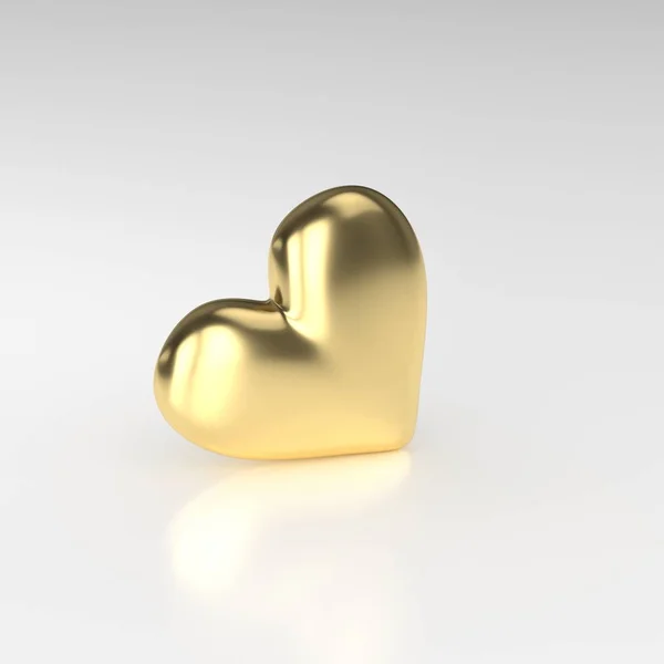 Gyllene hjärta. 3D render på vit bakgrund — Stockfoto