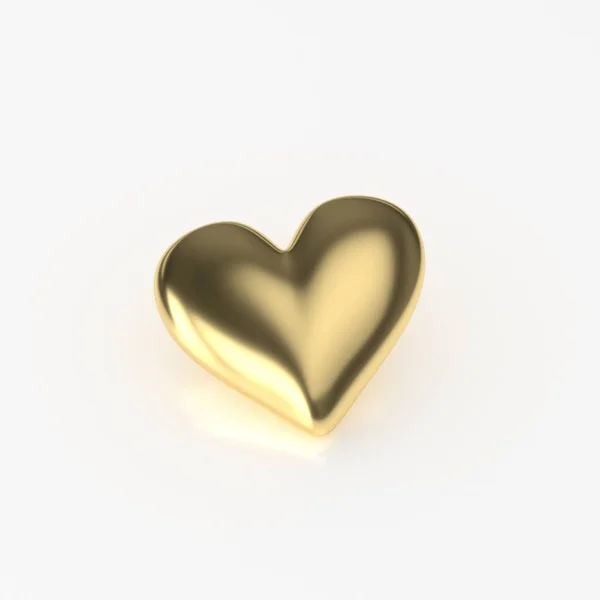 Gouden hart. 3D render op witte achtergrond — Stockfoto
