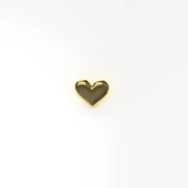 Corazón de Oro. 3D Render sobre fondo blanco — Foto de Stock