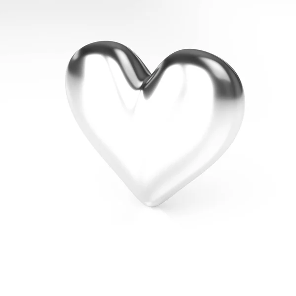 Coeur argenté sur fond blanc. Rendu 3d — Photo