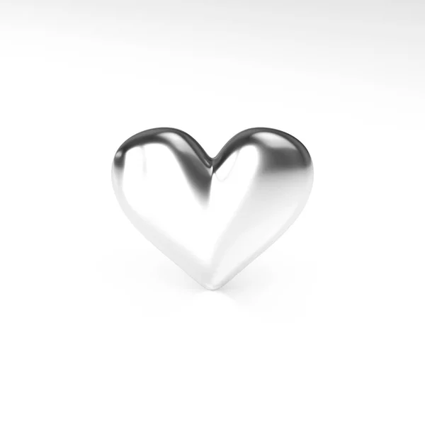 Coeur argenté sur fond blanc. Rendu 3d — Photo