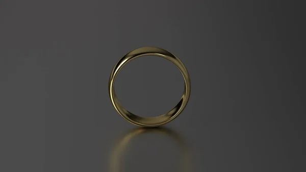Piękna złota obrączka na czarnym tle. renderowania 3D — Zdjęcie stockowe