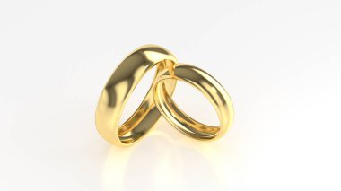 Güzellik altın alyans beyaz arka plan üzerinde. 3D render