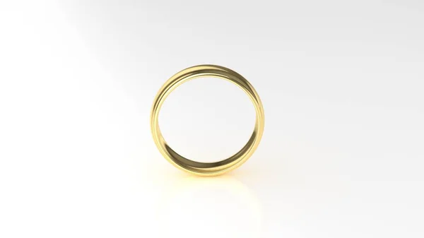 El anillo de bodas de oro de belleza sobre fondo blanco. renderizado 3d — Foto de Stock