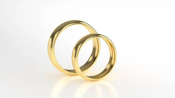 El anillo de bodas de oro de belleza sobre fondo blanco. renderizado 3d —  Fotos de Stock