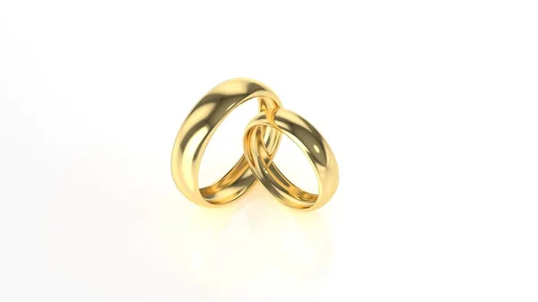 Золотое обручальное кольцо на белом фоне. 3d-рендеринг Лицензионные Стоковые Фото