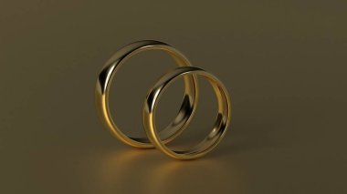 Altın arka plan üzerinde güzellik altın alyans. 3d render