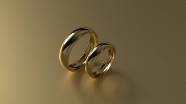 Altın arka plan üzerinde güzellik altın alyans. 3d render