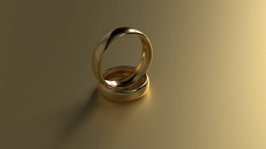 Altın arka plan üzerinde güzellik altın alyans. 3d render