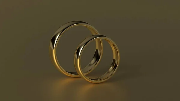 The beauty golden wedding ring on gold background. 3d rendering — Stock Photo, Image