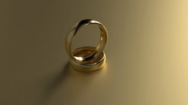 Altın arka plan üzerinde güzellik altın alyans. 3d render