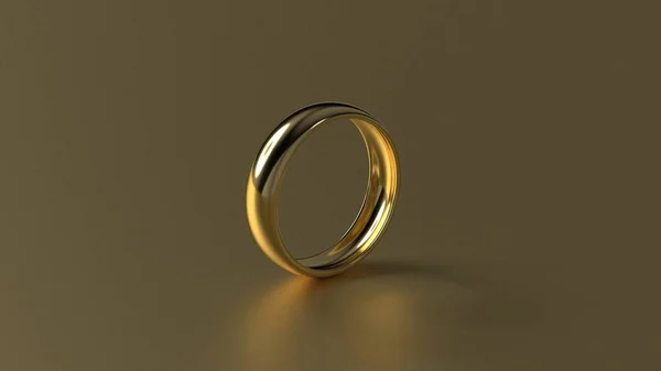 O anel de casamento dourado de beleza no fundo de ouro. Renderização 3d Fotos De Bancos De Imagens Sem Royalties