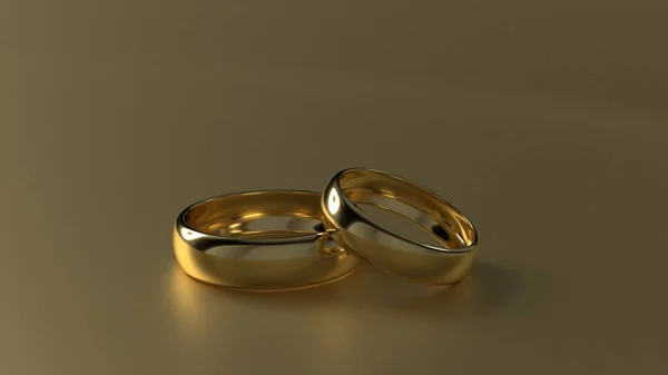 L'anneau de mariage en or de beauté sur fond or. Rendu 3d Images De Stock Libres De Droits