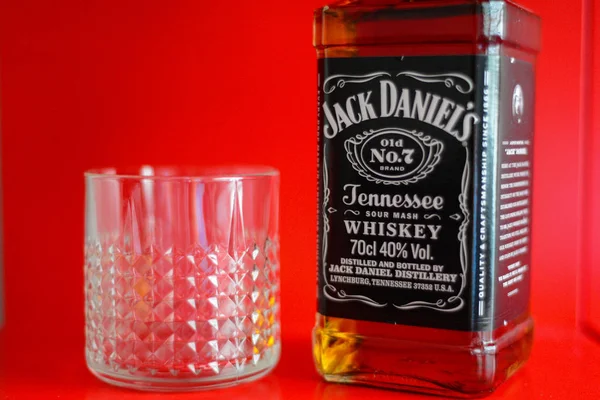 Marzo 2018 Eskisehir Turquía Jack Daniels Whiskey Bottle Cristal Whiskey — Foto de Stock